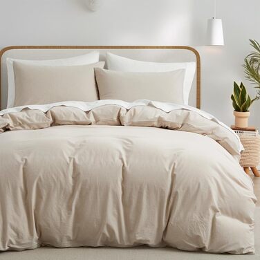Бетлічна постільна білизна Baumwolle з бавовни 200x220 см Бежева, Кремова, Таупе (2 шт. наволочки 80x80 см)