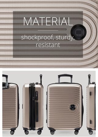 Набір валіз Hauptstadtkoffer Mitte 3шт + цифровий багажний тег - валізи-ролери 55/68/77 см + брелок з QR-кодом, 4 подвійні колеса, жорсткий корпус ABS, XL-розширення об'єму, TSA, (шампань, 55 см)