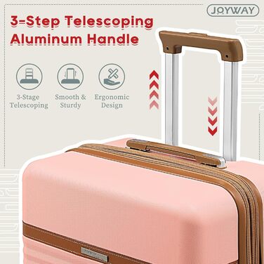 Набір валіз Joyway ABS 5шт з TSA-замком (рожевий) - розширюваний, з культурою та сумкою для подорожей