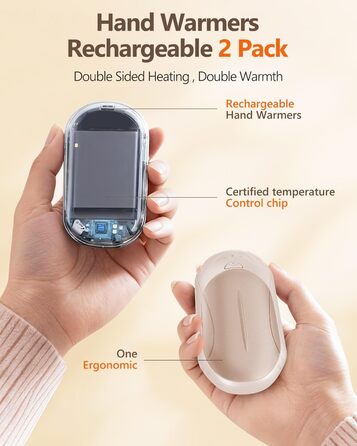 Електричний підігрівач для рук Bosoner: комплект 2 шт., 6000mAh, USB, портативний, теплий подарунок для чоловіків та жінок