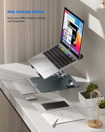 Підставка для ноутбука NULAXY, регульована висота, з вентиляцією, для MacBook, Dell, Samsung, Acer, Huawei - чорна (B-Gray)