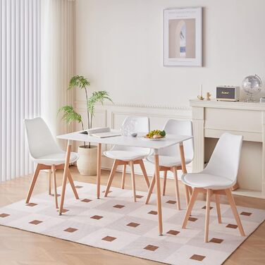 Стіл обідній GrandCA HOME прямокутний, 110x70x75 см, білий. Масивне дерево, MDF, для кухні/вітальні