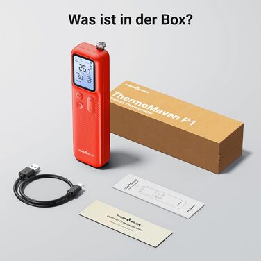 ThermoMaven P2 Розумний термометр для м'яса з Bluetooth 5.3, 6 датчиків, Wi-Fi моніторинг, водонепроникний IPX8, для гриля, духовки, кухні, фритюрниці (1 зонд)