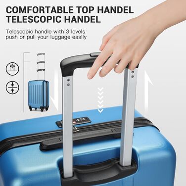 Валіза-тележка KONO 55 см, 20 дюймів, ABS, темно-синій (ручна поклажа)