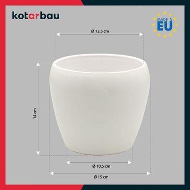 Керамічні горщики для квітів KOTARBAU® (15 см, діаметр 13,5 см, білі)