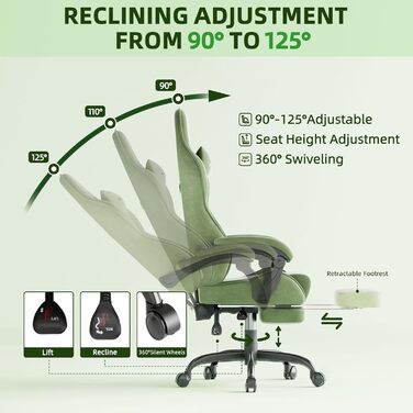 Ігровий крісло Ferghana Ergonomisch: комфорт та підтримка для геймерів, зелений колір