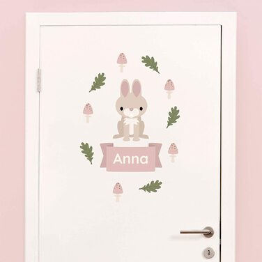 Наклейки на двері для дитячої кімнати-Лісові тварини Кролик