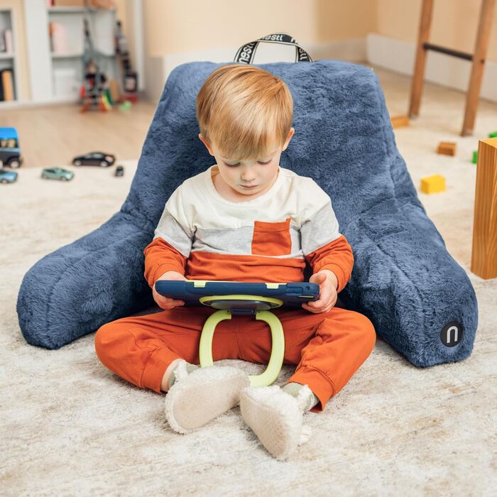 Подушка для читання Nestlé Pelz - стильна спинка для сидіння в ліжку, штучне хутро, подушка-стілець з підлокітниками для дорослих та дітей, спинка для відпочинку в ліжку, салатовий колір