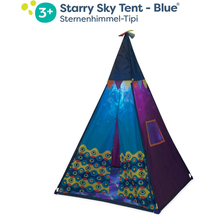 Дитяче намету B. toys Tipi з ліхтарем – ігровий намет для дому, кімнати, в приміщенні для хлопчиків та дівчаток від 3 років, блакитний