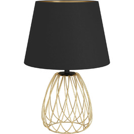 Торшер EGLO JAZMINIA – вінтажний торшер 45 см, чорний та латунь, тканинний абажур, ретро дизайн, метал, патрон E27, LED сумісний, вимикач на кабелі