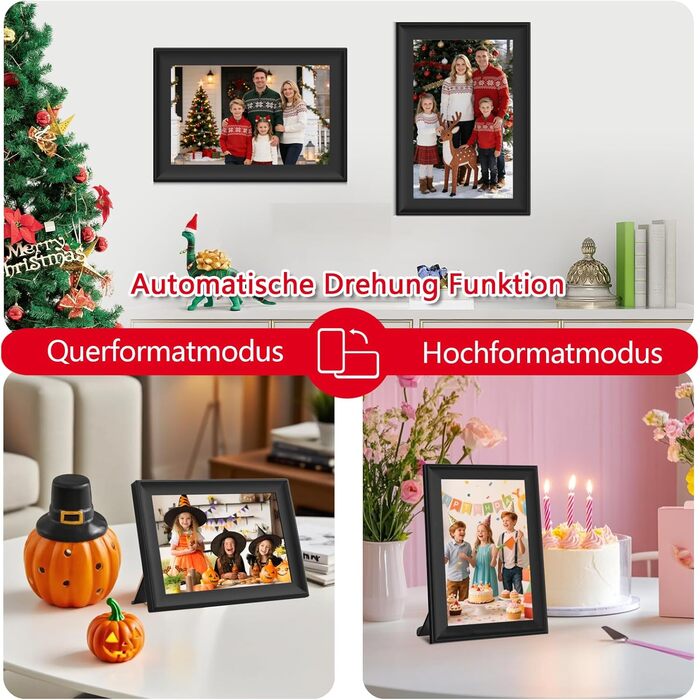 FRAMEO Цифровий фоторámеn 15.6 дюймів WiFi, IPS, FHD 1920x1080, 32GB, сенсорний екран, автоповорот, для стін, фото/відео через додаток FRAMEO