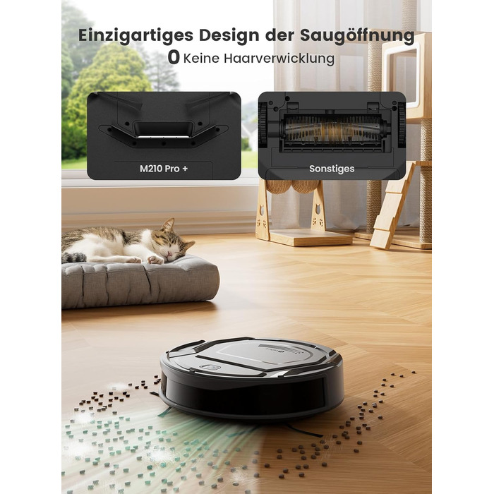 Робот-пилосос LEFANT M210 Pro+ Black: потужність 4000Pa, Wi-Fi, керування через додаток/Alexa, оминання перешкод 190°, тихий, для твердих підлог та килимів, збір шерсті тварин