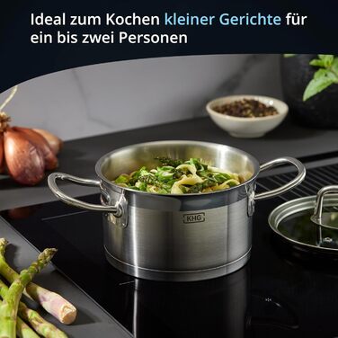 Каструля KHG 14 см з нержавіючої сталі, індукційне дно, 1.5 л | Для всіх плит, можна мити в посудомийній машині