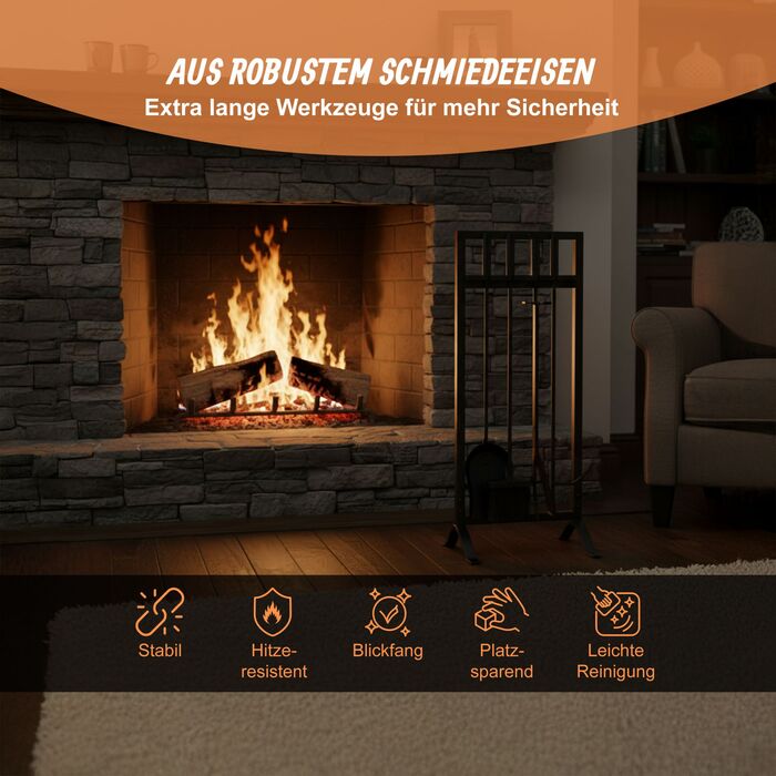 Набір для каміну Relaxdays, 5 предметів, кованого заліза