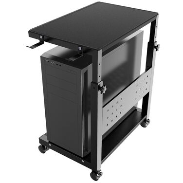 Регульована підставка для ПК PUTORSEN з 2 рівнями, з роликами та підкладкою для миші, чорна (Mid-Tower)