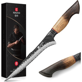 Ніж кухарський XINZUO Damaststahl з нержавіючої сталі Дамаск, 19,3 см - професійний, з ергономічною ручкою з білого дуба, серія Mo (ніж для філетування)