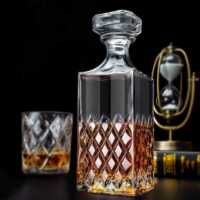 Декантер для віскі LIGHTEN LIFE 849 мл без свинцю з кришкою у подарунковій коробці - кришталевий, для скотчу та бурбону