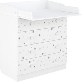Комод для переодягання Shefa Kids Wickelkommode 800 білий - якісний комод з пеленальним столиком для дитячої кімнати (Sternenlicht)