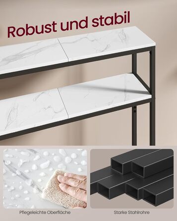 Консоль VASAGLE - вузький столик для вітальні/коридору з 2 полицями, 20 x 100 x 80 см, сірий/чорний, LNT131B22