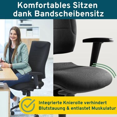 Офісне крісло SCHÄFER Shop Pure SSI Proline P1 з синхромеханікою, підлокітниками та підтримкою попереку, для здоров'я спини