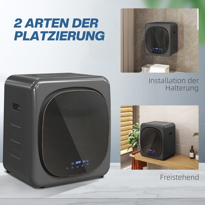 Сушарка для білизни з УФ-дезінфекцією, компактна, місткістю 4 кг, з нержавіючої сталі, сірого кольору