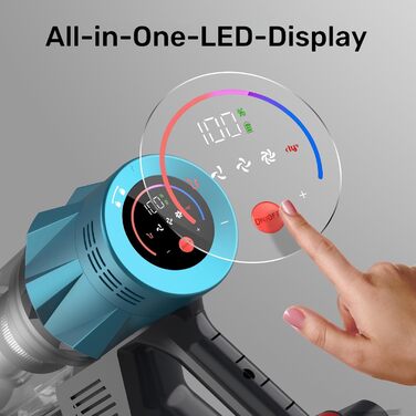 Bergxperten Orizom: Бездротовий пилосос з автовиявленням пилу, 60 хв роботи, 550 Вт, для килимів та твердих поверхонь, видалення шерсті тварин, без мішка (Блакитний)