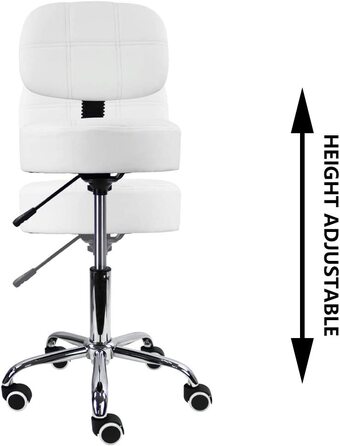 Стілець на коліщатках Kkton робочий стілець з регульованою по висоті спинкою зі штучної шкіри 50-64 см (білий)