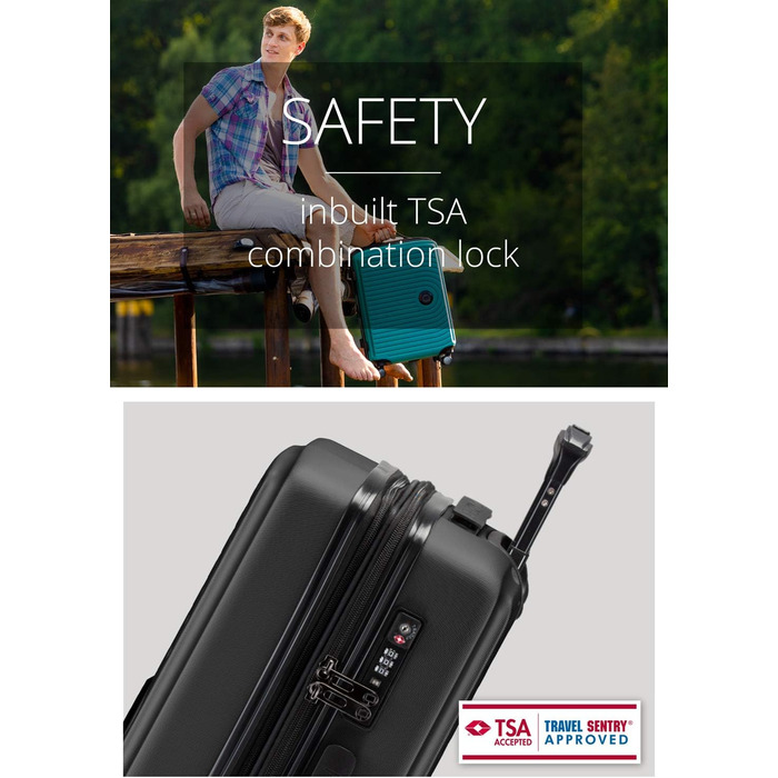 Чемоданний набір Hauptstadtkoffer Mitte - 3 шт. + електронний багажний брелок - дорожні валізи 55/68/77 см + брелок для чемодана з QR-кодом, 4 подвійні колеса, жорсткий корпус ABS, XL розширення об'єму, TSA, (Чорний, 55 см)