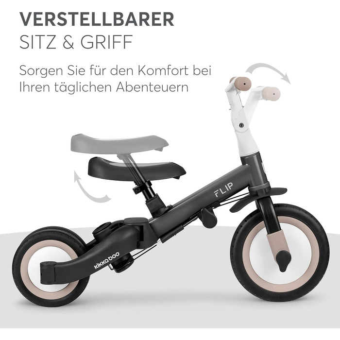 Триколісний велосипед KikkaBoo FLIP 5-в-1, з штовхальною ручкою, від 1 року до 5 років, армійсько-зелений