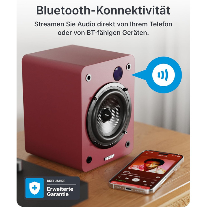Активні HiFi колонки Majority D50X 60W 2.0 для ПК та ТБ, Bluetooth 5.3, HDMI ARC, AUX, студійні монітори з вуглецевим диффузором (каштановий колір)