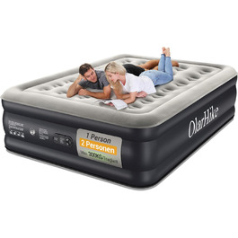 Надувний матрац OlarHike для кемпінгу та дому - 203 x 152 x 46 см, чорний, на 2 особи, XL