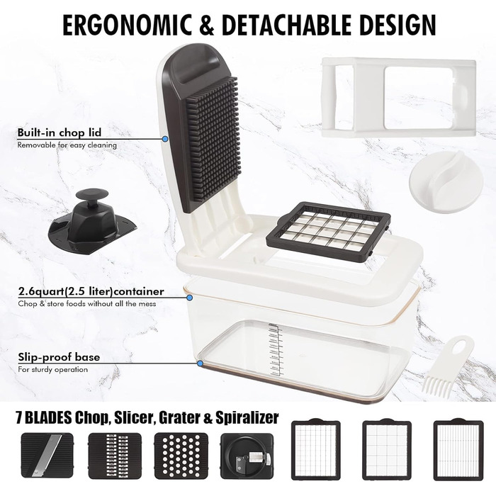 Набір для нарізки овочів RüK 22-в-1: нарізник, шинкувальник, овочечистка, фрукти - для кухні, ABS, великий розмір