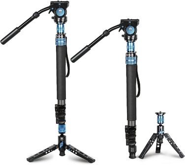 SIRUI P-424FS 169,4 см Карбоновий монопод для камери з відеоголовкою VH-10, професійний важкий монопод зі штативною ногою, фліп-замки для DSLR