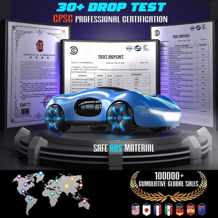 RC Авто на радіокеруванні Stunt Car з світлом та димом, 2.4GHz, для дітей від 6 років, блакитний