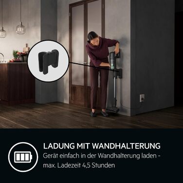 Акумуляторний пилосос AEG Serie 7000 Granitgrau: потужний, легкий (2,2 кг), ергономічний, з 70% перероблених матеріалів, до 50 хв роботи, 120 м², 2в1, 5-рівнева фільтрація, для всіх типів підлоги, автоматичний, сірий, AP71UB14AM