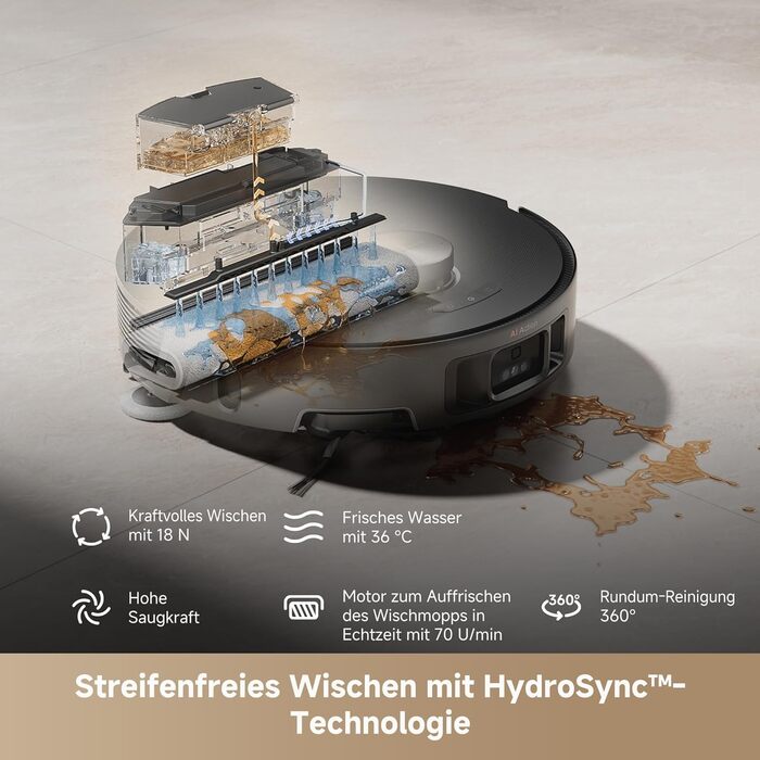 Робот-пилосос Mova Z50 Ultra з функцією миття підлоги, 19000 Па, 18N тиск, Lift-Mop, щітка, Tricut, DToF+RGB AI-уникнення перешкод, 75°C гаряча вода, самоочищення, авто-злив/поповнення