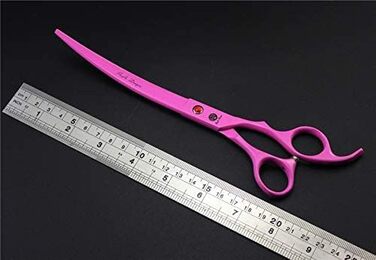 Набір професійних ножиць для стрижки домашніх тварин Purple Dragon, 7,0 дюймів, 4 шт., японська сталь преміум-класу, прямі і вигнуті, з тонким лезом, набір ножиць для стрижки собак з футляром (рожевий)