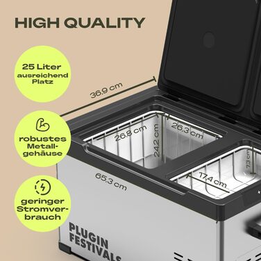 Електрична термохолодильник Plug In Festivals DUAL Ice Cube 23L з компресором -120°C, 12V/230V, App-керування, для авто та кемпінгу