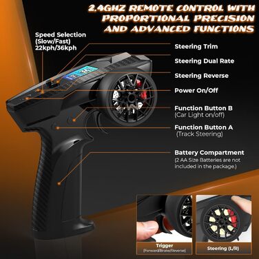 Радіокерований позашляховик Haiboxing 1/18 4WD 36 км/год - RC Monster Truck для дітей та дорослих 18859E