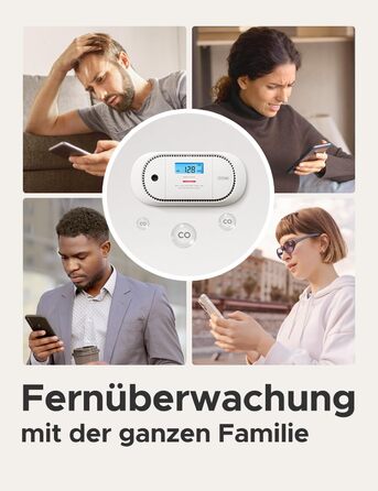 Виявлювач CO X-Sense з LCD-дисплеєм, SBS50, XC01-M (1 шт.) - для дому, з пам'яттю, з базою