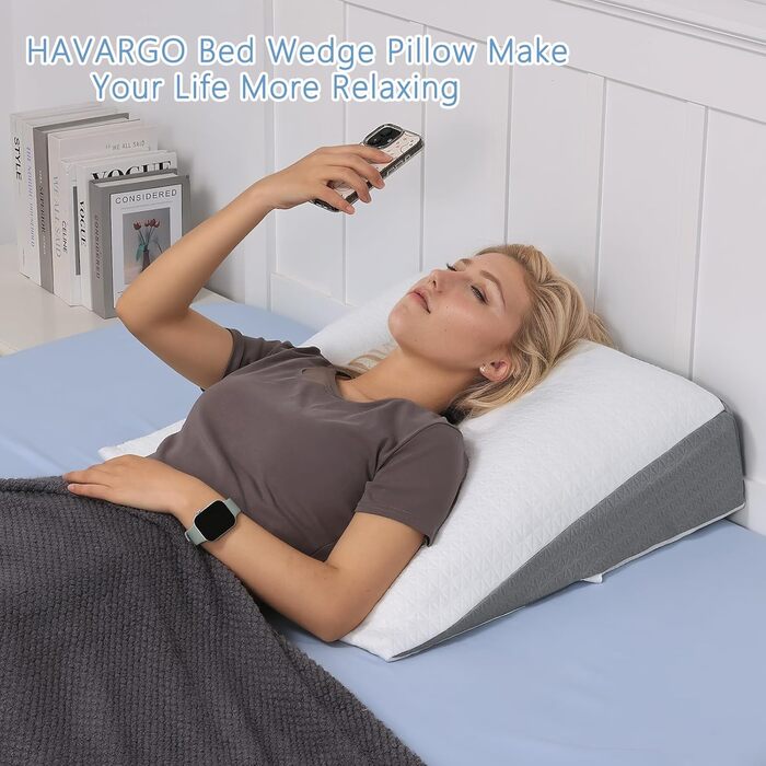 Подушка для ніг Havargo з піною з пам'яті, для підтримки ніг, знімний чохол, двошарова подушка для ніг, для сну з піднятими ногами