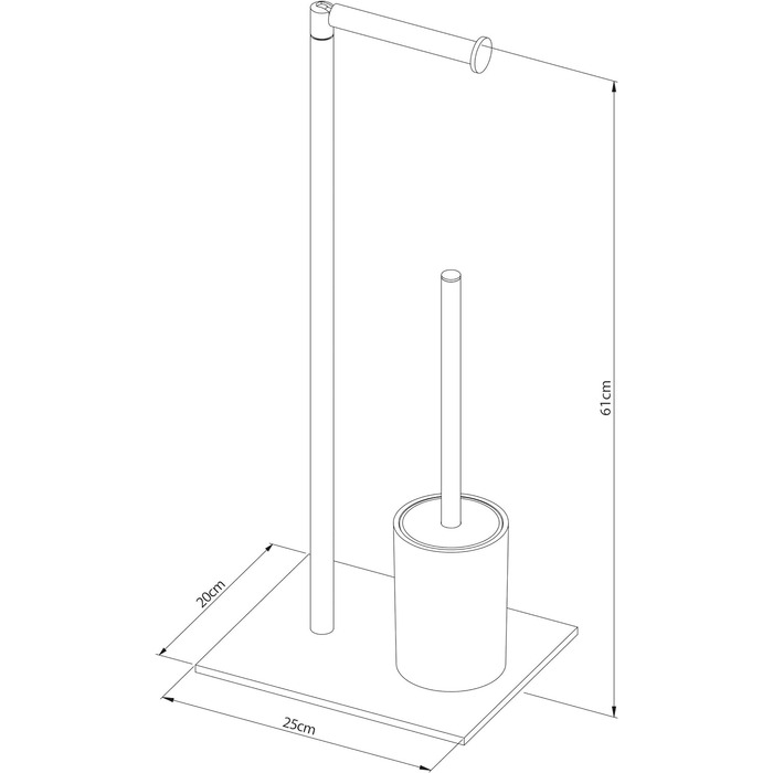 Набір для унітазу Sealskin Tube Stand 3 в 1 з тримачем для туалетного рулону та щіткою, а також запасним тримачем для рулону, окремо стоячий металевий унітаз-буфет, чорний