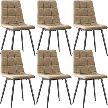 LEWE Комплект обідніх стільців для кухні та їдальні, сучасний дизайн, металеві ніжки, м'яке сидіння з технічної тканини (6 шт., жовто-коричневий)