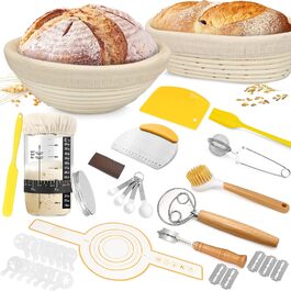 Набір для закваски: повний комплект з банкою, формами для перевірки закваски (9 дюймів кругла, 10 дюймів овальна), 18 аксесуарів для випічки, подарунок для професіоналів та домашніх пекарів