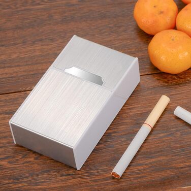 Портсигар LAOYE з запальничкою - алюмінієвий портсигар, вітрозахисна безполуменева запальничка, 2 шт. , USB-зарядка, чорний/сріблястий