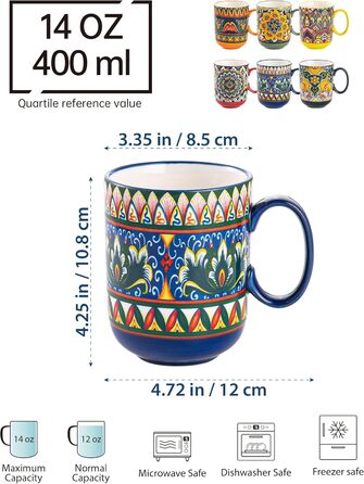 Набір кавових чашок Henten Home з порцеляни, 6 шт., 250 мл, ручної роботи, для 6 осіб (250 мл чашки, 400 мл підставки)