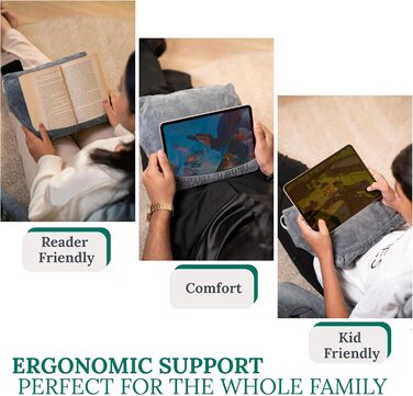 Storrejoy Велике подушко-крісло для читання - спинка для сидіння в ліжку з підлокітниками, знімною подушкою для голови, з піною з пам'яті, тримачем для книги/планшета, кишенями для зберігання та отвором для ручки (Антрацит) Темно-сірий