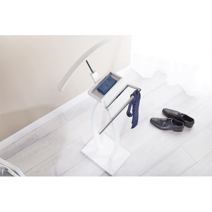 Сучасний чоловічий вішак для одягу з полицею для штанів та місцем для прикрас, білий