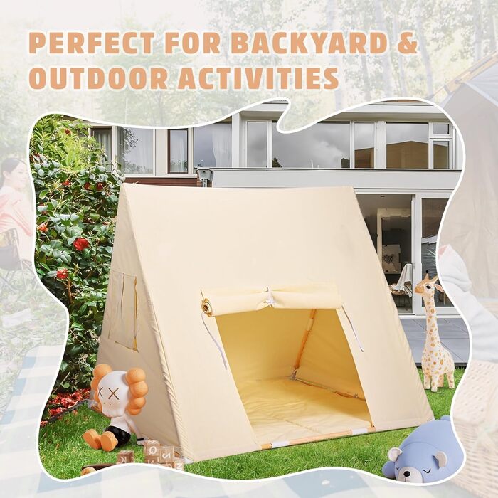 Дитячий намет Yontwe трикутної форми з килимком для гри в приміщенні. Ігровий будиночок для дітей, намет-халапа для дівчаток та хлопчиків, декор для дитячої кімнати.