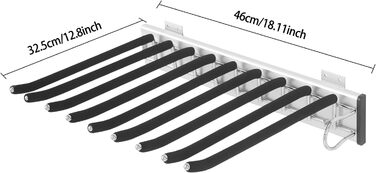 Висувна вішалка для штанів, полиця для штанів у шафу, 9 тримачів для шарфів, висувна вішалка для штанів, одягу, краваток, шарфів, глибина шафи 48 см (правий монтаж)